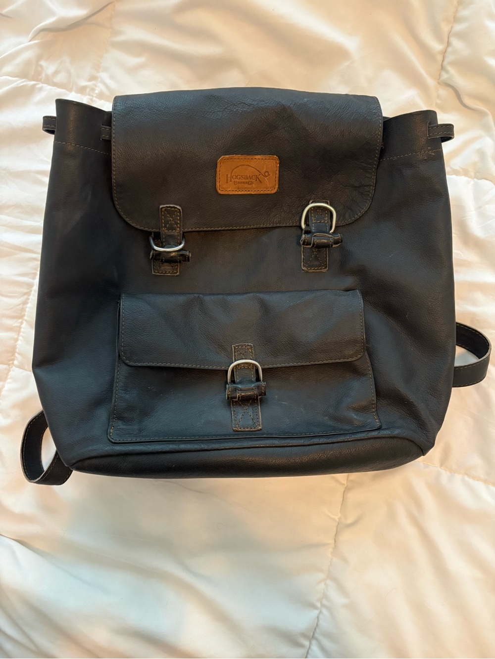 Hogsback leather company Backpack with Front Pocket and Buckle Accents